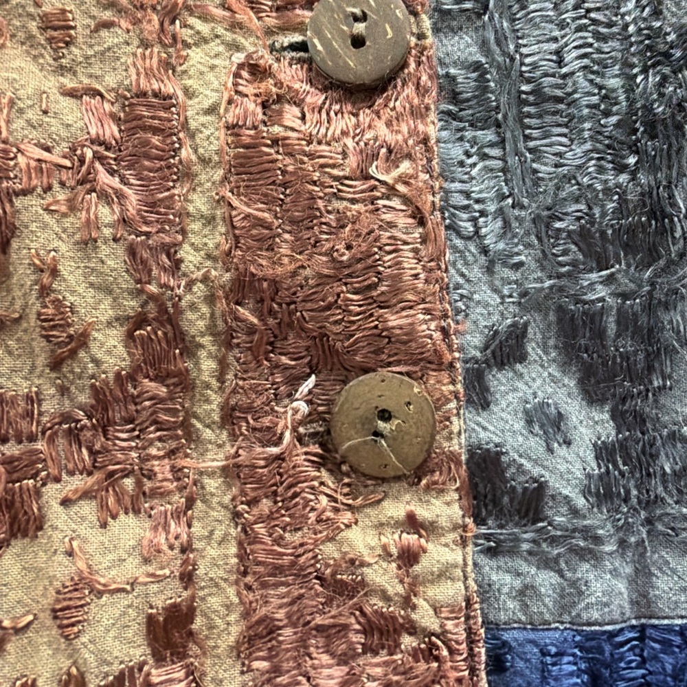 Vintage Sacred Threads Patchwork Boho Vest OSFM Made in India Cotton Textured - Picture 5 of 16